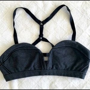 yoga bra 4: wee stripe heathered dark grey black